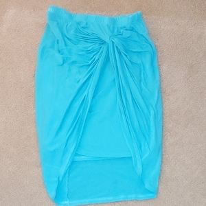 Charlotte Russe Turquoise Rouche Pencil Skirt
